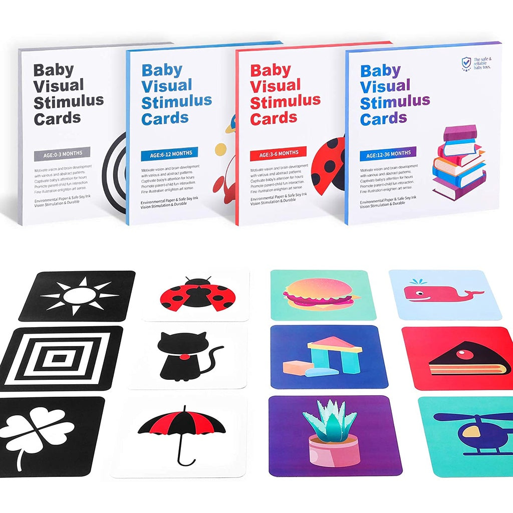Cartes de stimulation visuelle couleurs primaires pour bébé 6-12 mois
