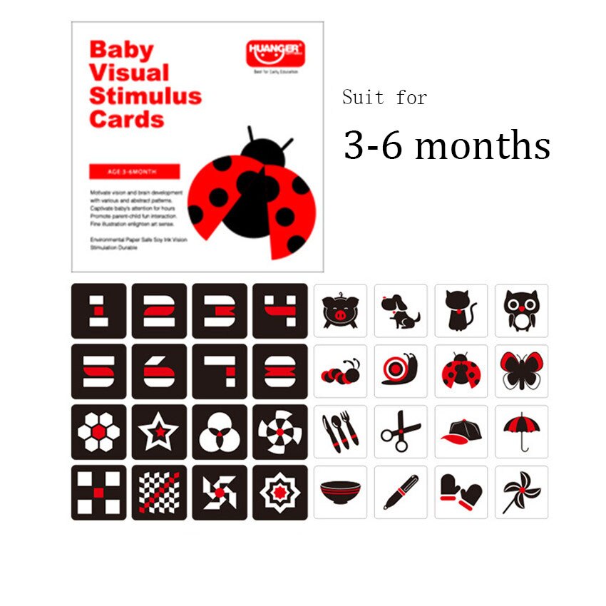 Cartes Contrastées Bébé 0-12 mois - Stimulation Visuelle Montessori