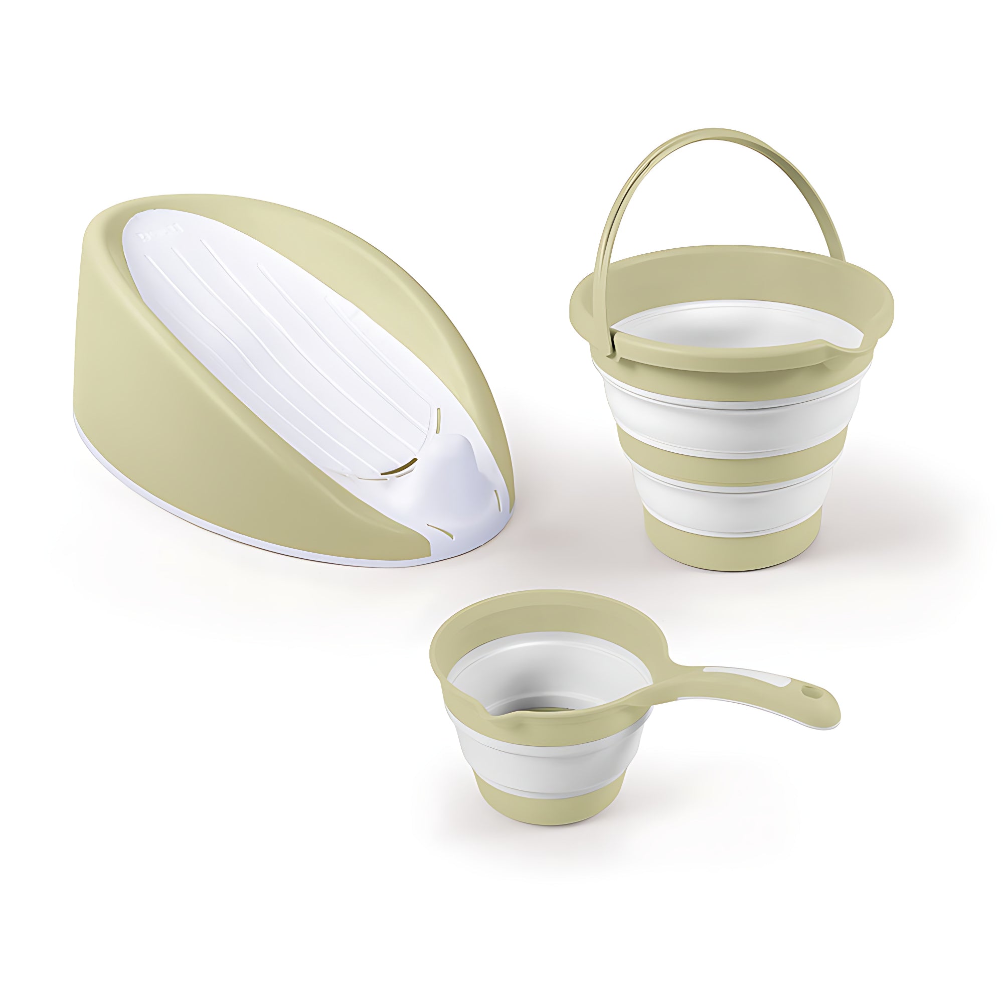 Set de bain bébé 3-en-1 Dolu avec baignoire ergonomique seau pliable et cruche