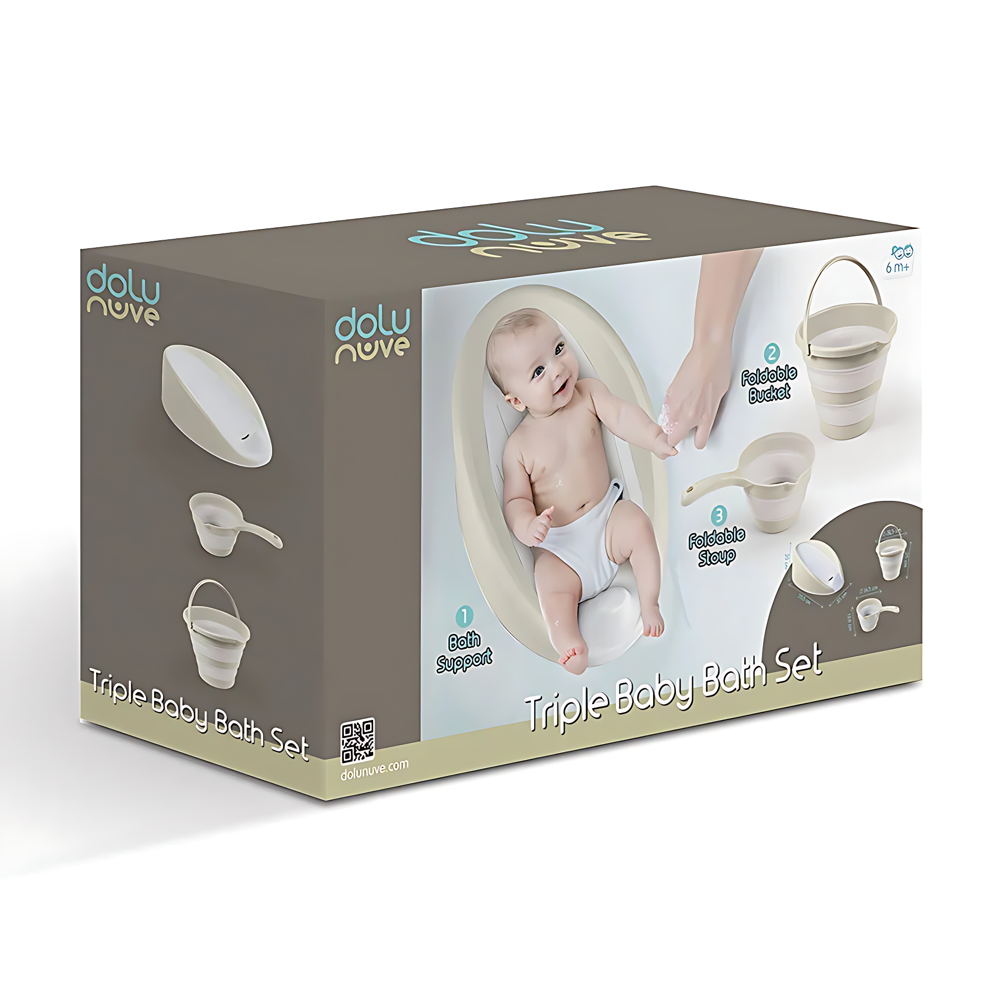 Set de Bain Bébé 3-en-1 Dolu | Baignoire Ergonomique et Pliable
