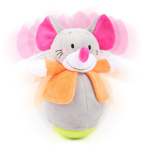 Souris culbuto multicolore en peluche douce pour éveil bébé