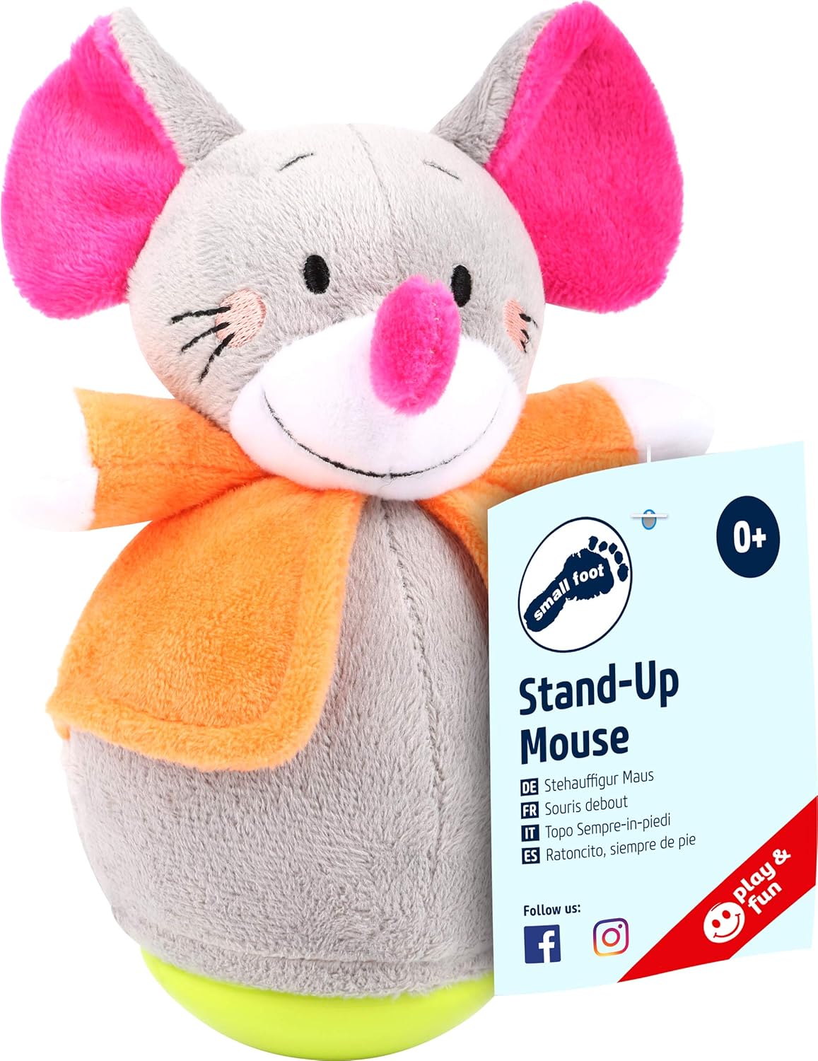Souris Culbuto en Peluche Douce | Jouet d'Éveil Sensoriel Bébé