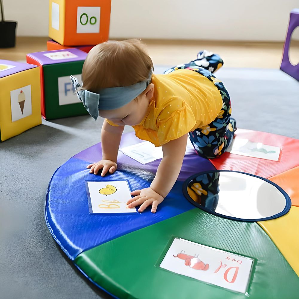 Tapis d'Éveil Sensoriel Rainbow See-Me | Miroir & Photos | Montessori